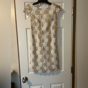 Lilly Pulitzer Gold and White Lace Dress